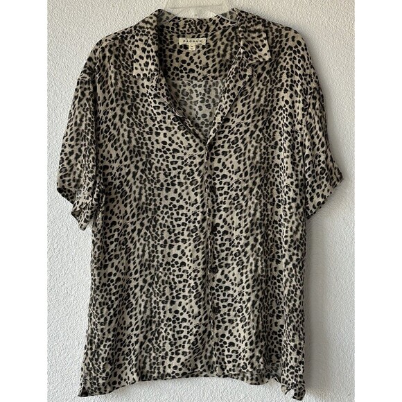 Pac Sun Leopard Print Shirt Short Sleeve Button Down Collar Size M - Picture 2 of 12